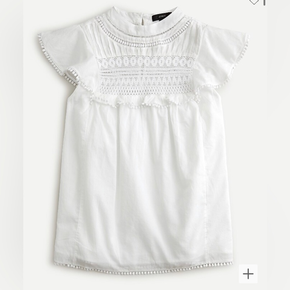 NWT J Crew Flutter Sleeve Crochet Top